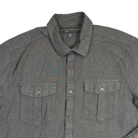 Marc Anthony Luxury Slim Fit Mens Large L Black Textured Button Up Long Sleeve - Picture 1 of 11